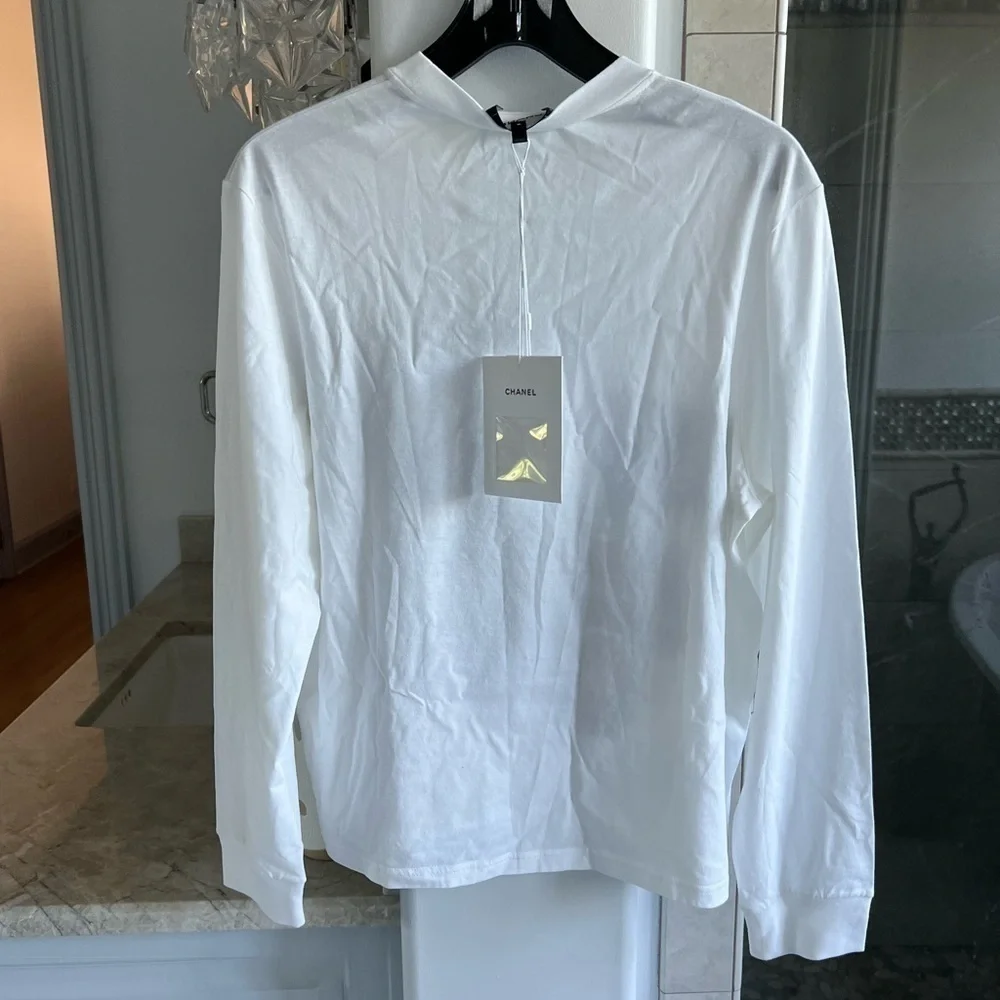CHANEL COCO CHANEL LOGO SEQUINS LONG-SLEEVE SHIRT